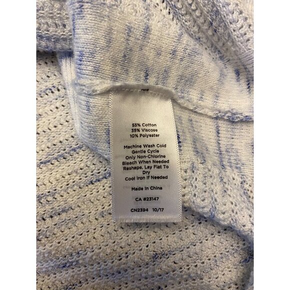 T By Talbots XLP Women's Sweater Blue & White Cotton Blend - Picture 4 of 16